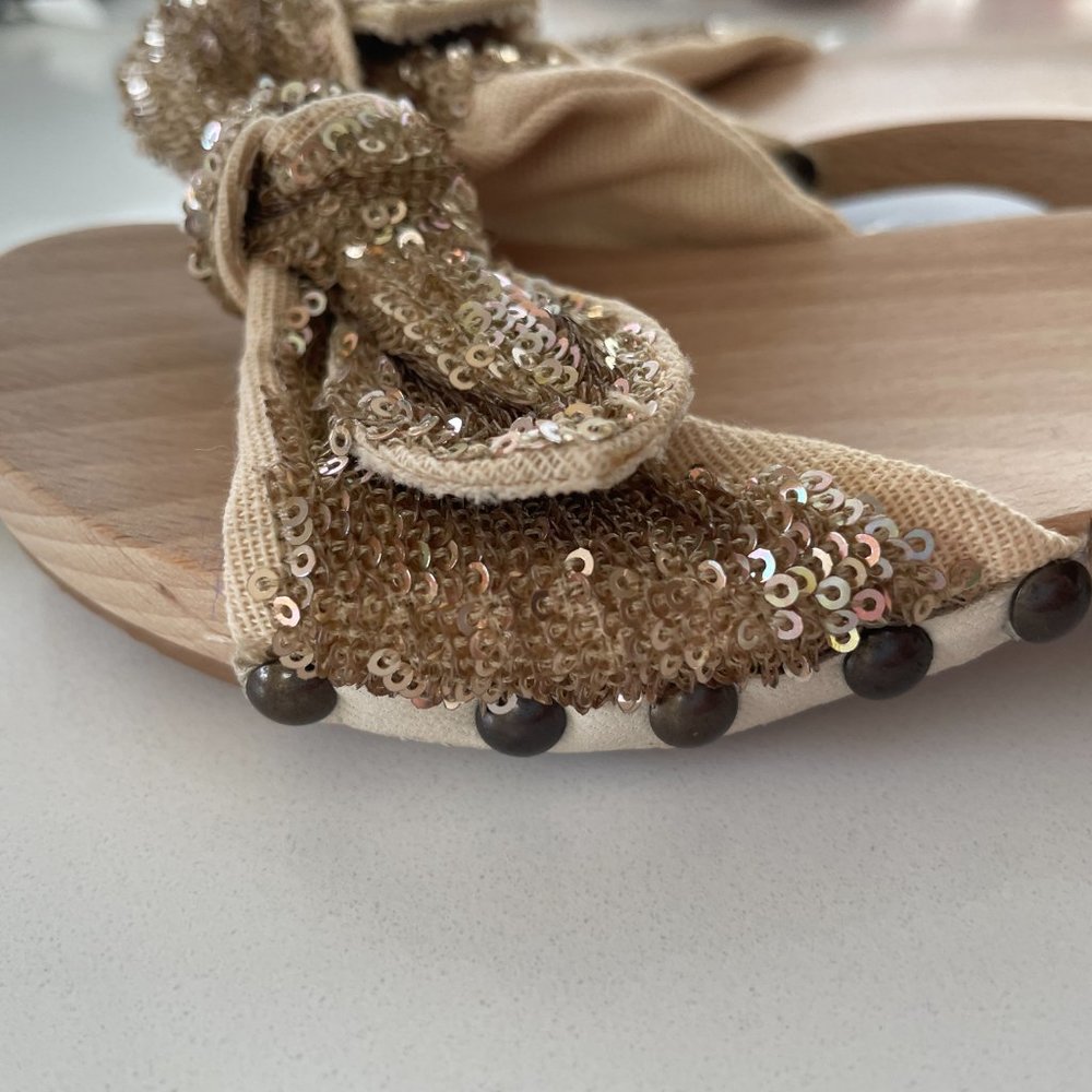 NEW D&G Junior Girls Sandals Sequin Bow Clog Style Wooden Sole Slip On 11 EUR 28 - Picture 5 of 11